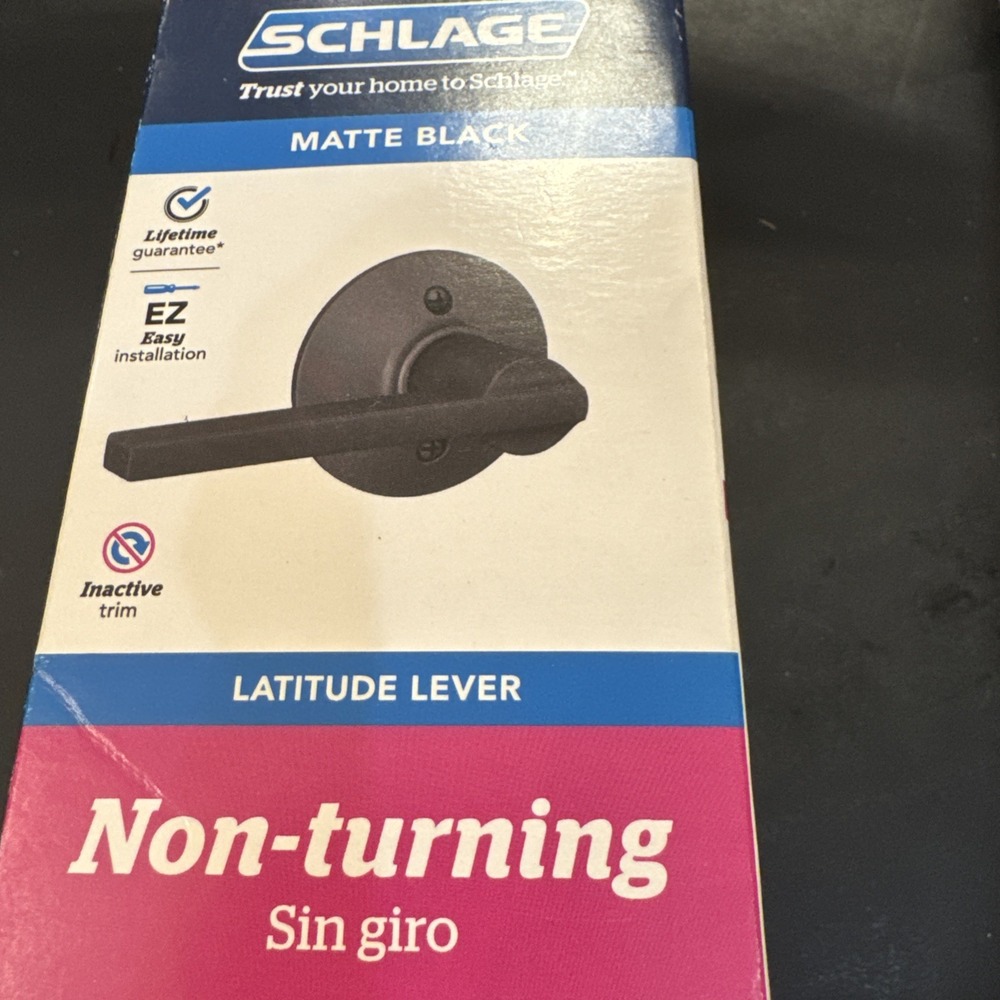 Schlage‎ Latitude Matte Black Dummy Door Handle F170 LAT 622 Non-Turning 💥